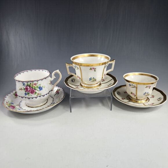 1890s George Demartine Limoges Double Handled Tea Cup & Demitasse Avenir France - Picture 10 of 10